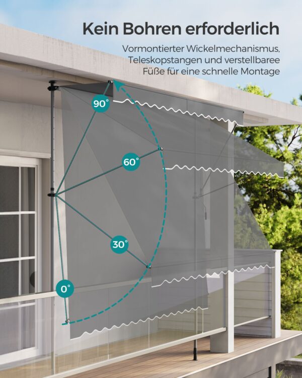 Tentas su rankine alkūne 350 x 120 cm antracito spalvos