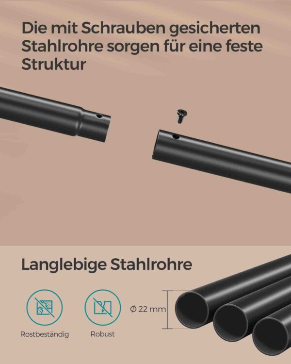 Dviguba drabužių kabykla ant ratukų su lentyna 100 kg