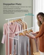 Dviguba drabužių kabykla ant ratukų | Balta ir ąžuolo spalvos