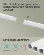 Dviguba drabužių kabykla ant ratukų | Balta ir ąžuolo spalvos
