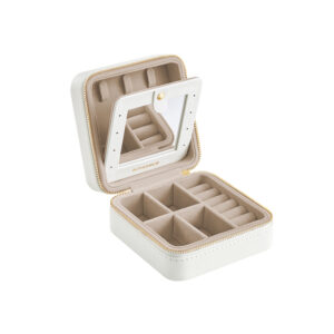 Kompaktiška papuošalų dėžutė | Su veidrodėliu | Balta