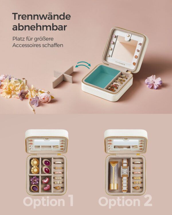 Kompaktiška papuošalų dėžutė | Su veidrodėliu | Balta