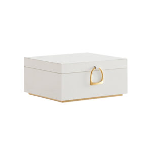 Papuošalų dėžutė 2 lygių su rankena ir lanksčiu papuošalų dėklu balta