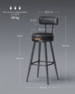 Baro kėdės 101 cm | 2 vnt. | Juoda