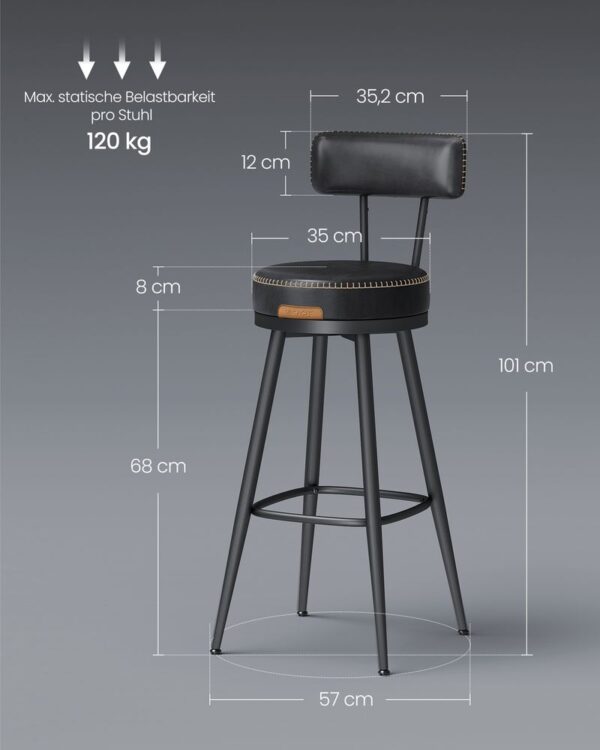 Baro kėdės 101 cm | 2 vnt. | Juoda