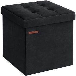 Tvirtas lengvas pufas su daiktadėže | 38 x 38 x 38 cm | 300 kg | Juoda