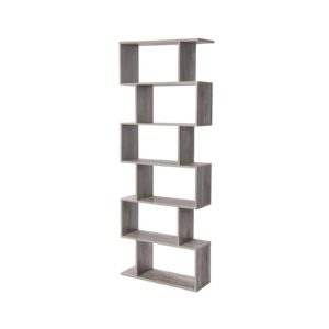 “Rustic” pilka “Zig-zag” pastatoma knygų lentyna | 70 x 24 x 190 cm