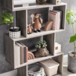 “Rustic” pilka “Zig-zag” pastatoma knygų lentyna | 70 x 24 x 190 cm