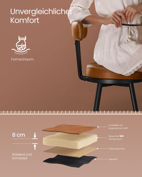 EKHO kolekcijos pusbario kėdės 57 cm | 2 vnt. | Karamelinė ruda