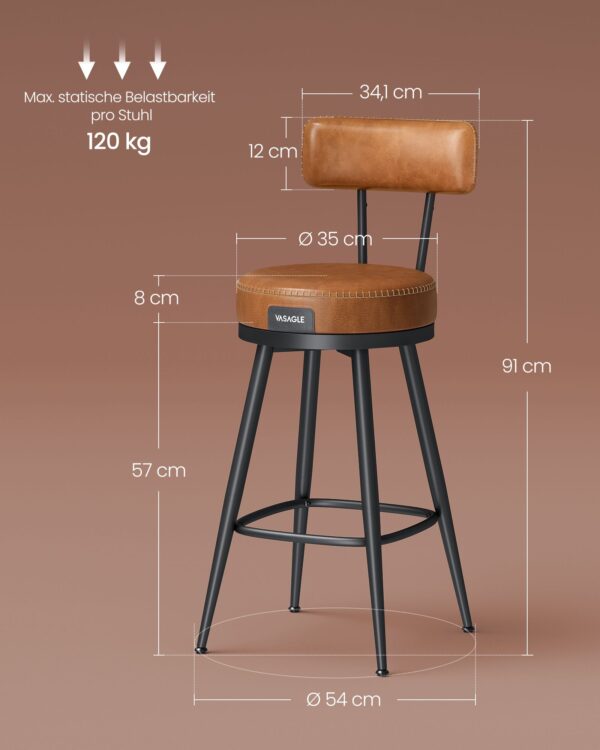 EKHO kolekcijos pusbario kėdės 57 cm | 2 vnt. | Karamelinė ruda