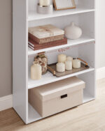 Pastatoma Lentyna su 6 skyriais | 60 x 24 x 178 cm | Klasikinė balta