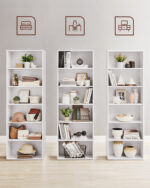 Pastatoma Lentyna su 6 skyriais | 60 x 24 x 178 cm | Klasikinė balta