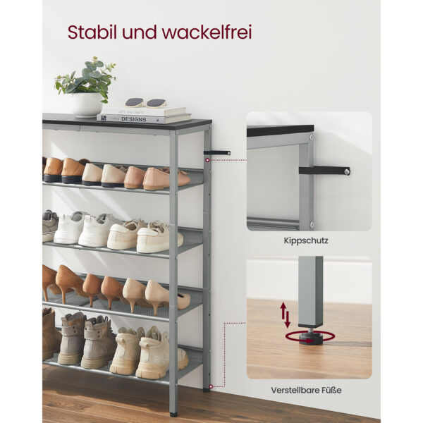 Pramoninio stiliaus 5 lygių batų lentyna