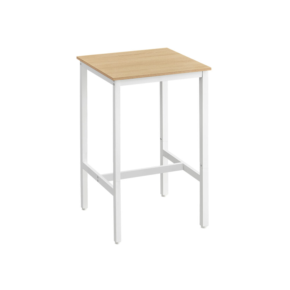 LBT025W09-1 Kvadratinis baro stalas | Industrinis stalas | 60 x 60 cm | Balta-ruda