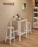 Kvadratinis baro stalas | Industrinis stalas | 60 x 60 cm | Balta-ruda