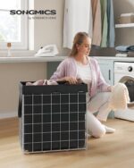 Juodas Skalbinių krepšys 110 L | Sulankstomas metalinis rėmas