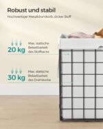 Baltas Skalbinių krepšys 110 L | Sulankstomas metalinis juodas rėmas
