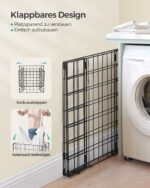 Baltas Skalbinių krepšys 110 L | Sulankstomas metalinis juodas rėmas