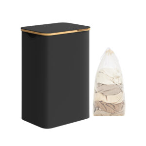 90 litrų skalbinių krepšys su išimamu skalbinių krepšiu | Juoda