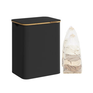 Skalbinių krepšys su dangčiu | 2 skyriai | 130 L | Juoda