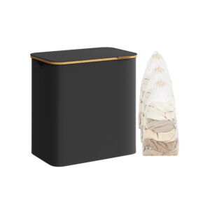 Modernus bambukinis Skalbinių krepšys | 150 L talpa | 3 skyriai | Juoda