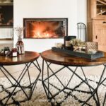 Komplektas 2 kavos staliukų | Šoniniai staliukai | Ø50/Ø40 cm | “Rustic” ruda