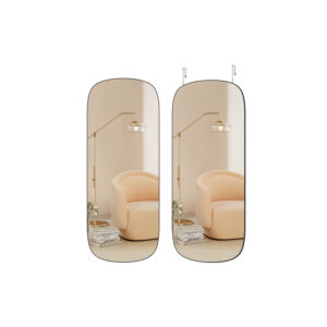 Sieninis veidrodis išlenktas kampinis berėmis juodas