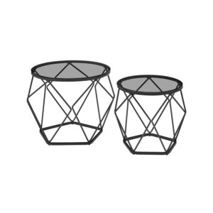 Modernių Kavos staliukų komplektas “2 in 1” | Ø50/Ø40 cm | Juoda