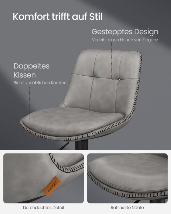 Reguliuojamo aukščio baro pusbario kėdės | 2 vnt. kompl. | Pilka