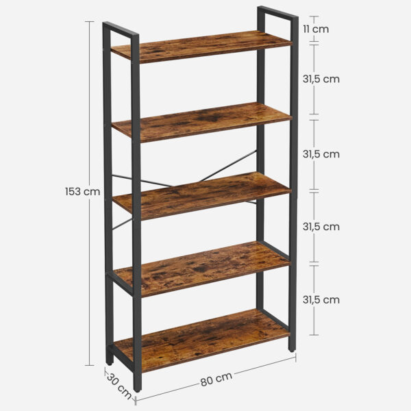 Industrinio stiliaus lentyna | 80 x 30 x 153 cm | 5 lentynos