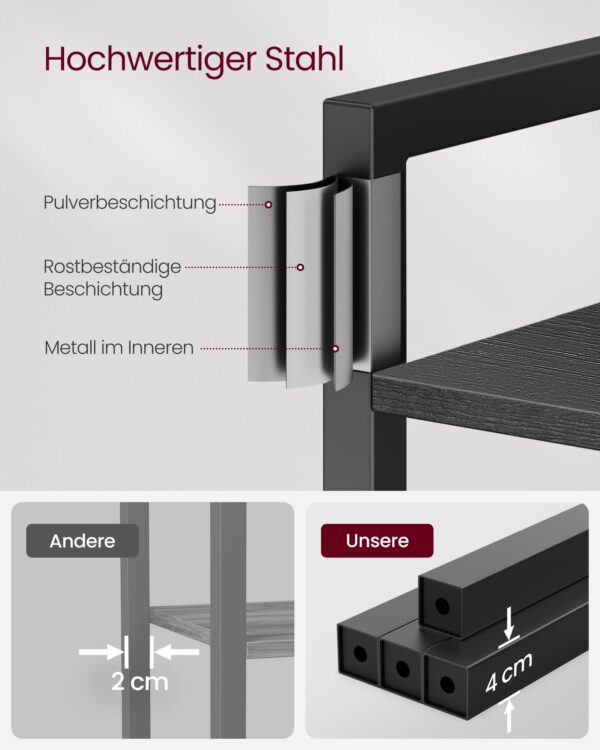 Siaura pramoninio stiliaus lentyna | 40 x 30 x 187,5 cm | Juoda