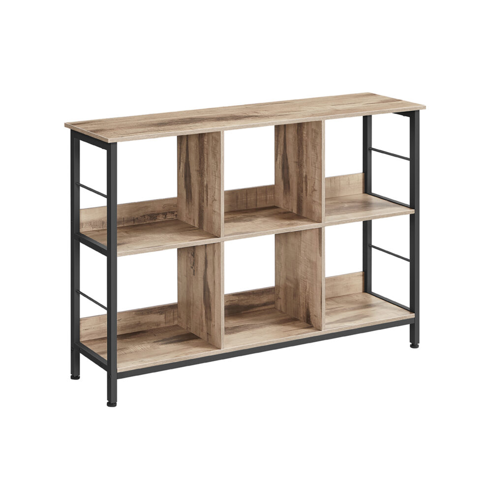 LLS104B50-1 Pramoninio stiliaus plati lentyna | Staliukas konsolė | 120 x 33 x 80 cm | Rusva