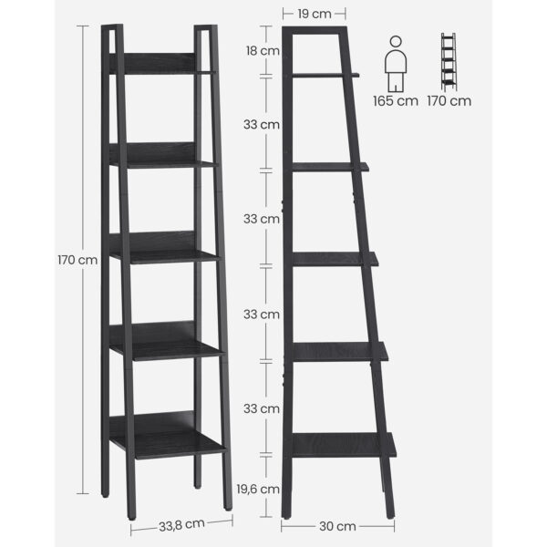 Siaura industrinio stiliaus lentyna | 40 x 30 x 170 cm | Juoda