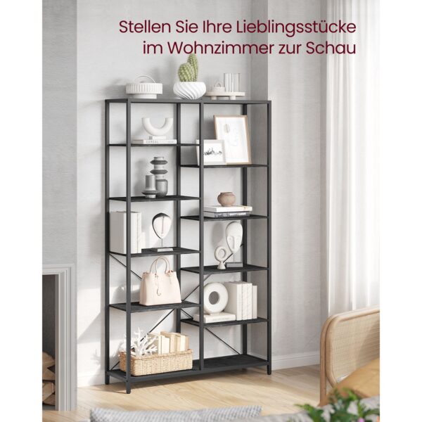 Industrinio stiliau knygų lentyna | 100 x 30 x 170 cm | Juoda
