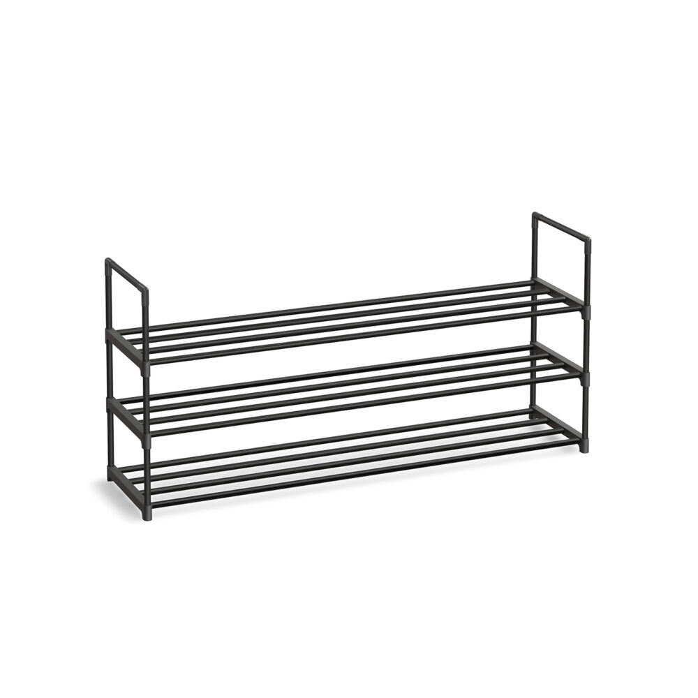 LSA033B01-1 3 lygių metalinė batų lentyna 30 x 116 x 55 cm, sukraunama viena ant kitos