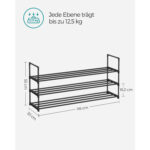 3 lygių metalinė batų lentyna 30 x 116 x 55 cm, sukraunama viena ant kitos