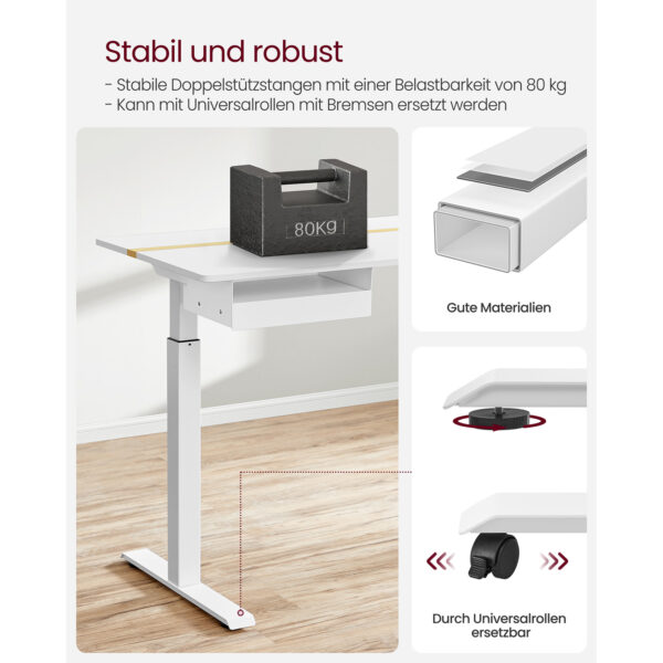 Modernus elektrinis stovimas stalas | 60 x 120 cm | 80 kg | Balta