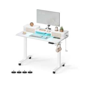 Reguliuojamo aukščio elektrinis stalas | 60 x 120 x (72-120) cm | Balta