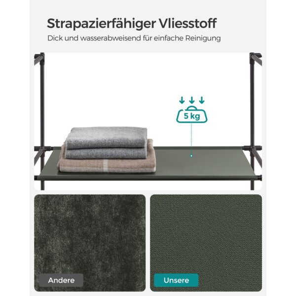 Medžiaginė drabužių spinta su drabužių turėklu šalavijo žalios spalvos