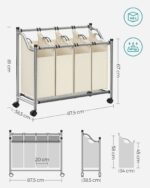 Skalbinių krepšiai | 4 skyriai rūšiavimui | Smėlio spalvos | 4 x 35 L