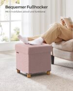 Tvirtas lengvas Minkštasuolis 38 x 38 x 40 cm su daiktadėže pastelinės rožinės spalvos