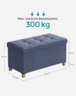 Tvirtas lengvas Minkštasuolis 38 x 76 x 40 cm su daiktų laikymo vieta šviesiai džinsinis mėlynas