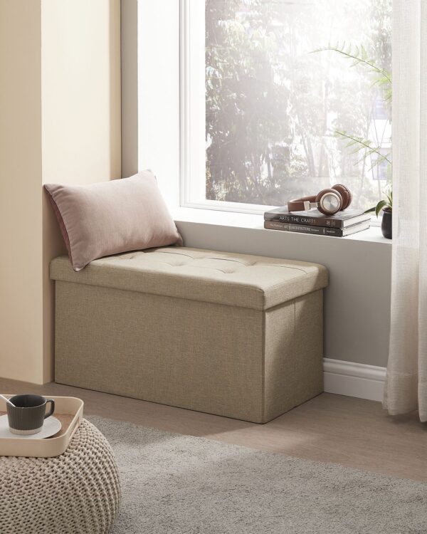 Tvirtas lengvas Minkštasuolis su daiktadėže | Rusva