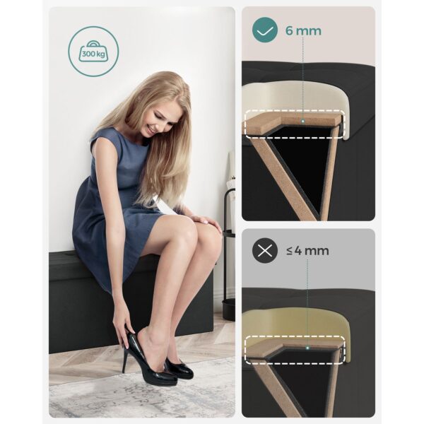 Tvirtas lengvas Minkštasuolis | 300 kg |  110 x 38 x 38 cm | Juoda