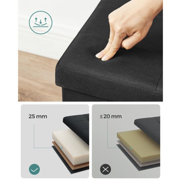 Tvirtas lengvas Minkštasuolis | 300 kg |  110 x 38 x 38 cm | Juoda