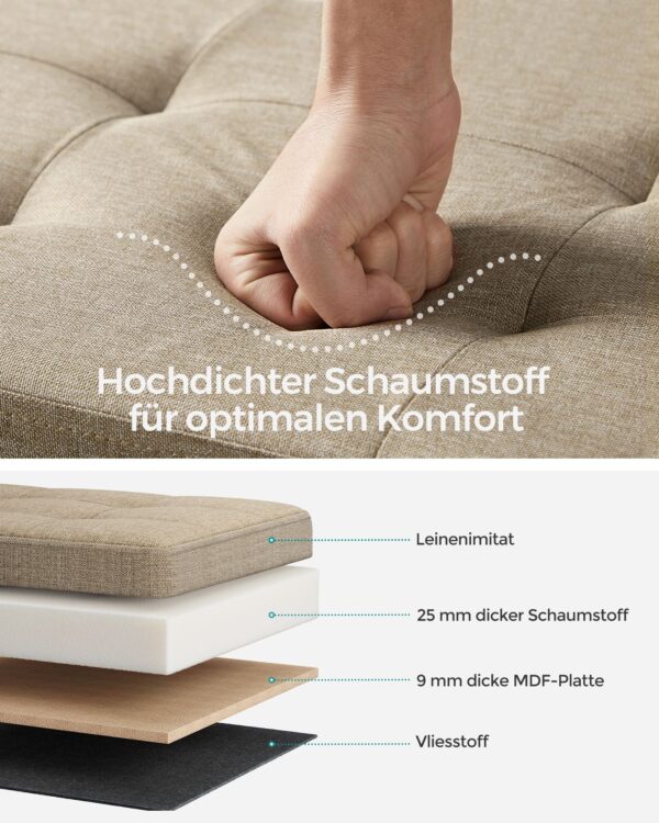 Tvirtas lengvas Minkštasuolis su daiktadėže 110 cm | Rusva