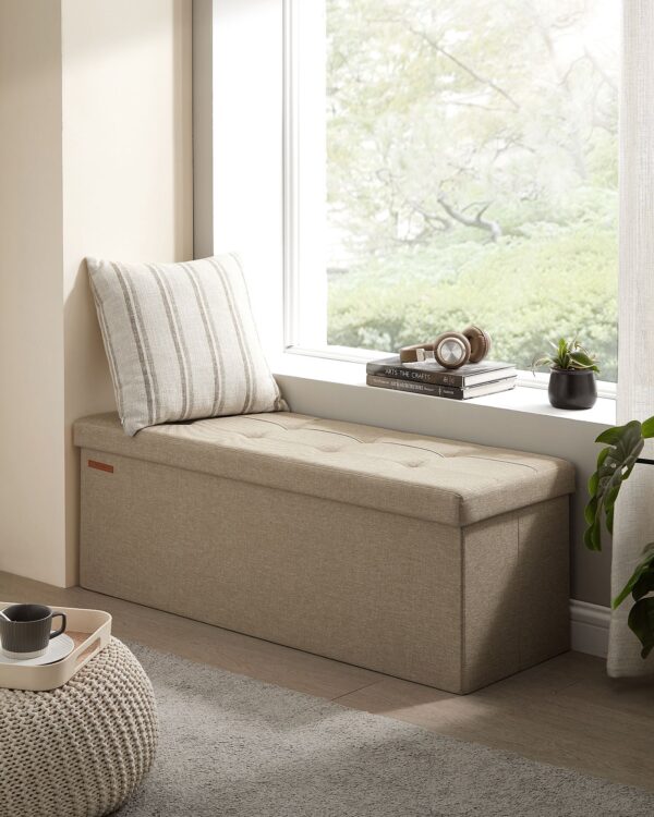 Tvirtas lengvas Minkštasuolis su daiktadėže 110 cm | Rusva