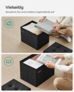 Minkštasuolis su daiktadėže | 41 x 31 x 31 cm | Juoda