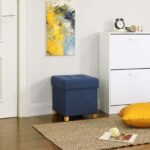 Tvirtas lengvas pufas ant kojelių | 300 kg | 40 x 38 x 38 cm | Mėlyna