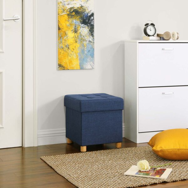 Tvirtas lengvas pufas ant  kojelių | 300 kg | 40 x 38 x 38 cm | Mėlyna